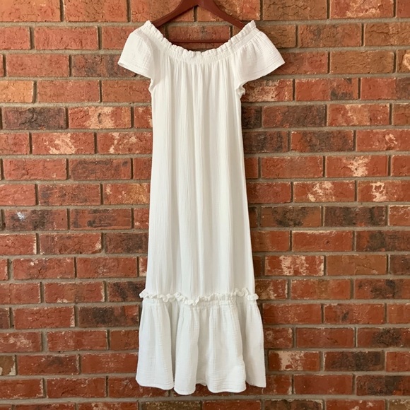 Zara White Gauzy Off the Shoulder Dress - Picture 2 of 7